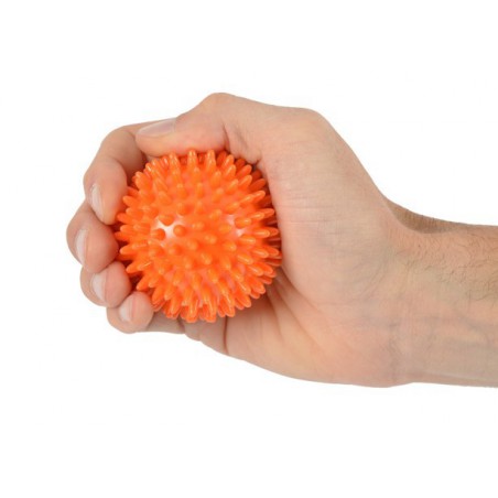 Trener dłoni piłeczka do ściskania z kolcami MSD pomarańczowa 6 cm.