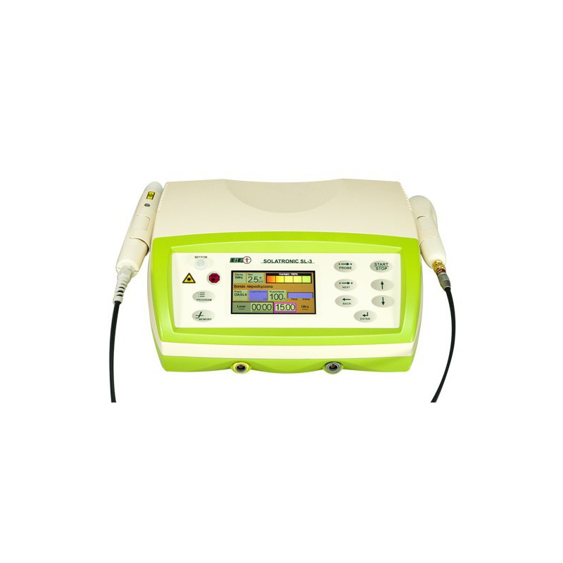 Zestaw  aparat Solatronic  SL-3 + głowica ultradźwiękowa 5 cm + sonda IR 400 mW + 2szt. okularów +torba transportowa 