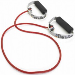 Tubing Thera Band 1,4 metra ze sztywnymi, gąbkowymi uchwytami – czerwony (opór średni)