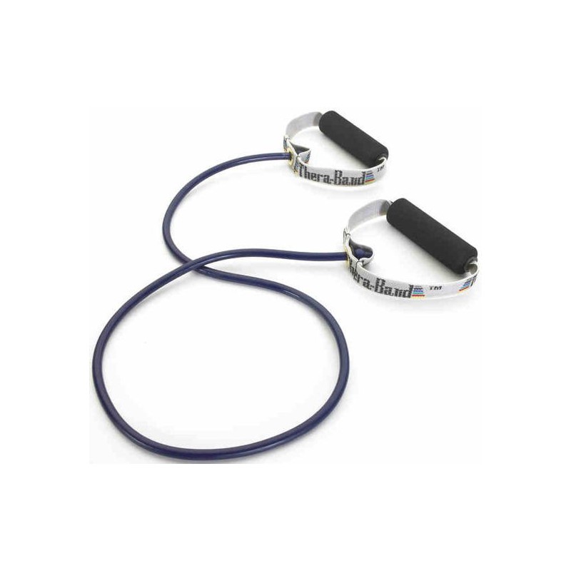 Tubing Thera Band 1,4 metra ze sztywnymi, gąbkowymi uchwytami – niebieski (opór extra mocny)