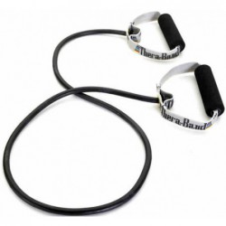 Tubing Thera Band 1,4 metra ze sztywnymi, gąbkowymi uchwytami – czarny (opór specjalnie mocny)