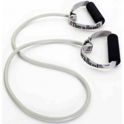 Tubing Thera Band 1,4 metra ze sztywnymi, gąbkowymi uchwytami – srebrny (opór super mocny)