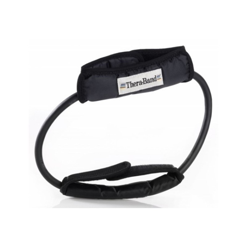  Tubing loop Thera Band z manżetami – czarny (opór specjalnie mocny)