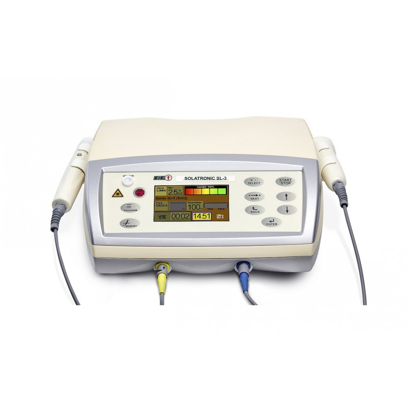 Zestaw  aparat Solatronic  SL-3 + głowica ultradźwiękowa 5 cm + sonda IR 400 mW + 2szt. okularów +torba transportowa